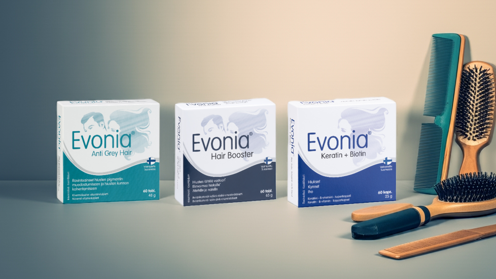 Kolme Evonia koteloa