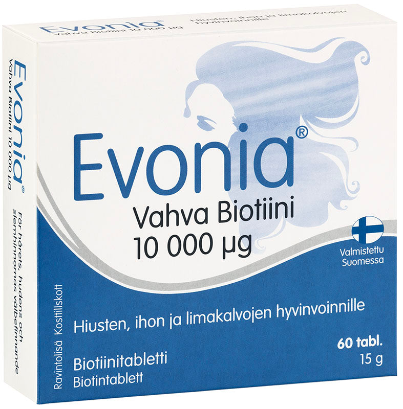 Evonia Vahva Biotiini 10 000 mcg 60 tablettia kotelossa