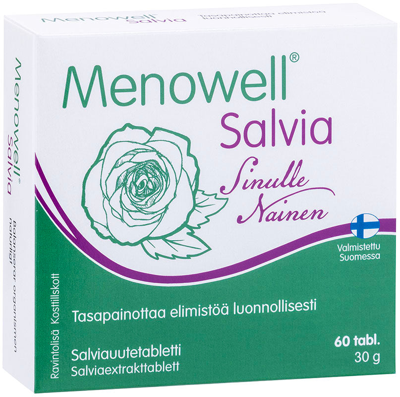 Menowell Salvia 60 tablettia kotelossa