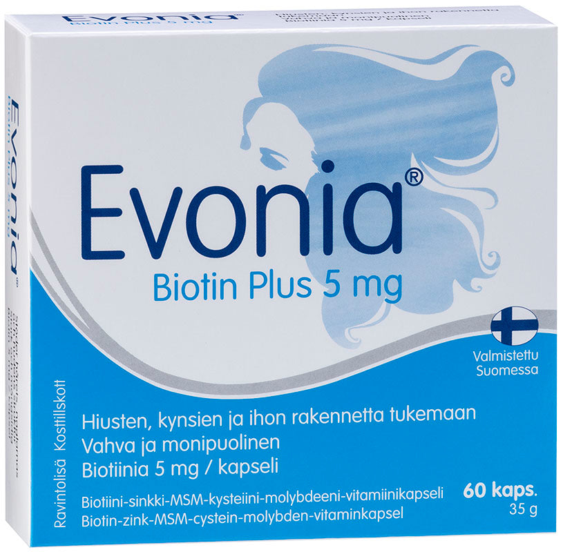Evonia Biotin Plus 5 mg 60 kapselia kotelossa