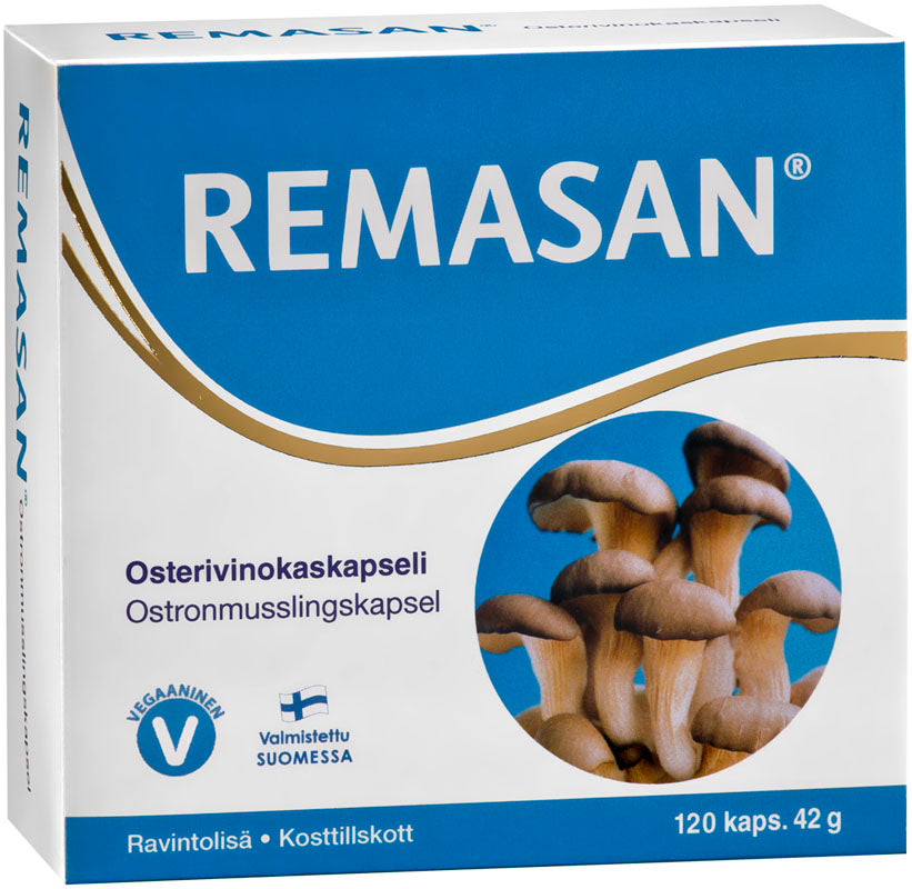 Remasan® sisältää sienimössä erikoisviljeltyä, tarkkojen tutkimusten perusteella valittua ja pitkälle jalostettua RPO-2 osterivinokaskantaa (Pleurotus ostreatus). Kapselin voi halutessaan avata ja käyttää pelkästään sisällön sellaisenaan tai sekoittaa sen ruokaan.