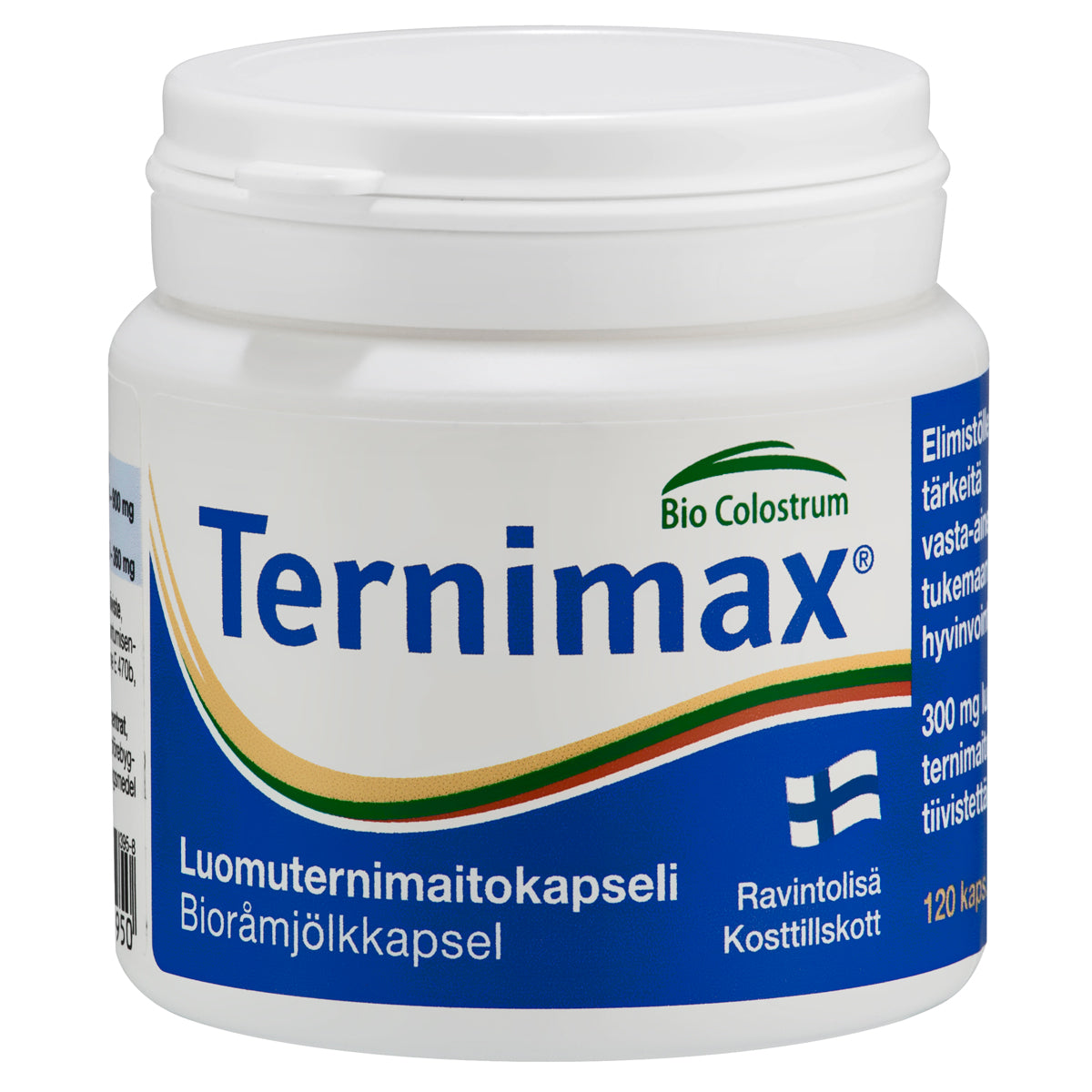 Ternimax 120 kaps. Ternimaitokapselit. Sisältää 300 mg luomuternimaitotiivistettä / kapseli. Urheilijoille ja kuntoilijoille säännölliseen käyttöön. Ternimaitoa suositellaan myös huonosta vastustuskyvystä kärsiville.