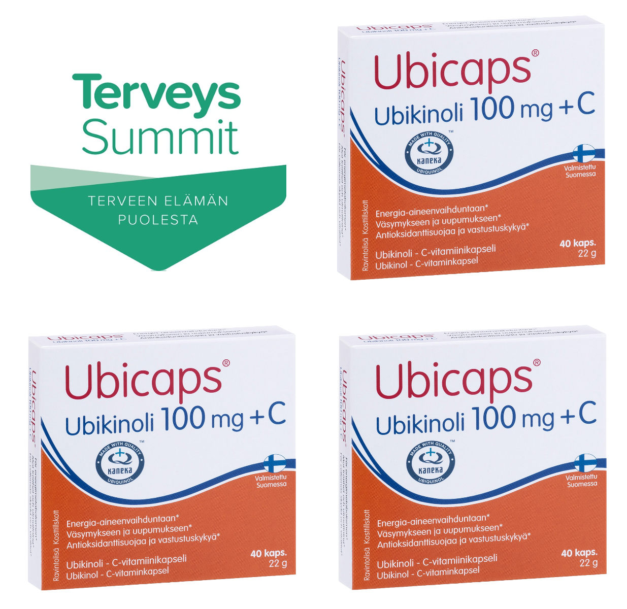 Ubicaps® Ubikinoli 100 mg + C Triplapaketti