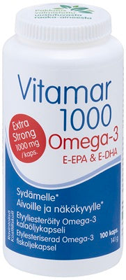 Vitamar 1000 Omega-3 kapseleita purkissa